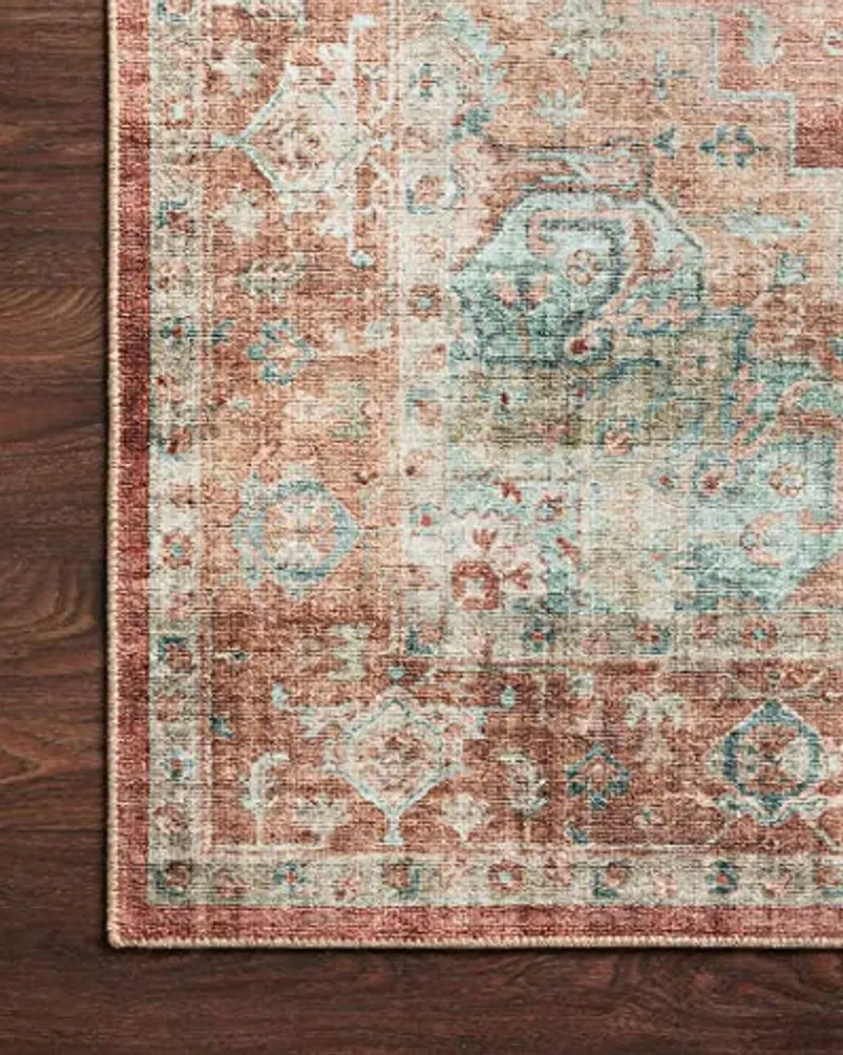 Loloi II Heidi Collection HEI-01 Terracotta/Aqua 7'-6" x 9'-6" Area Rug