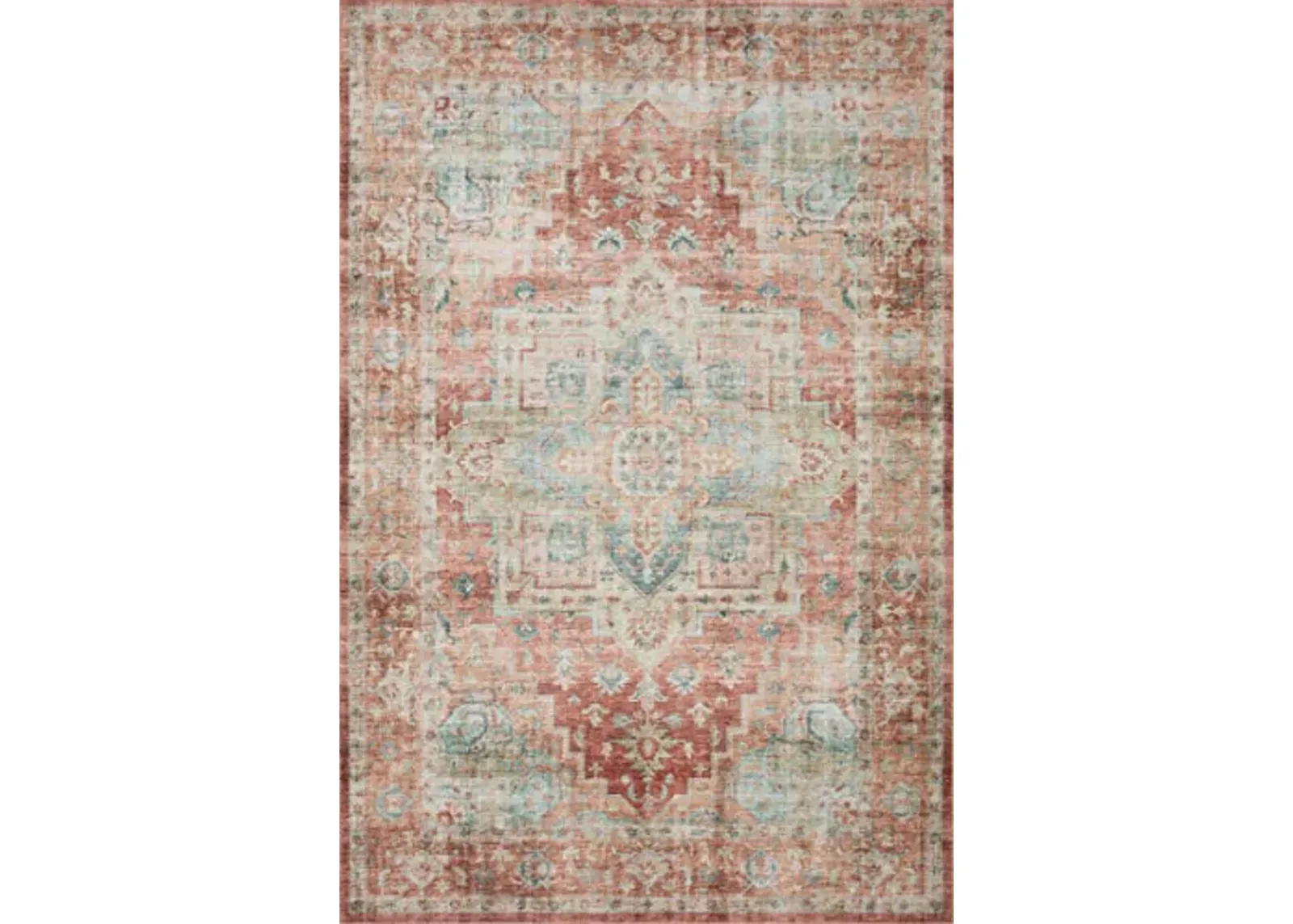 Loloi II Heidi Collection HEI-01 Terracotta/Aqua 7'-6" x 9'-6" Area Rug