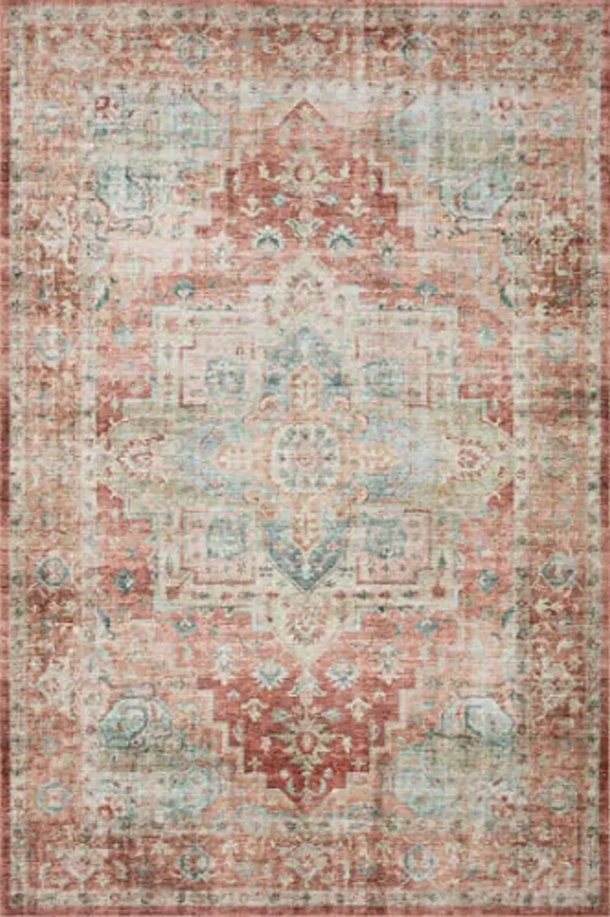 Loloi II Heidi Collection HEI-01 Terracotta/Aqua 7'-6" x 9'-6" Area Rug