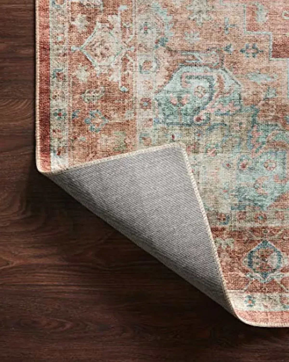 Loloi II Heidi Collection HEI-01 Terracotta/Aqua 7'-6" x 9'-6" Area Rug