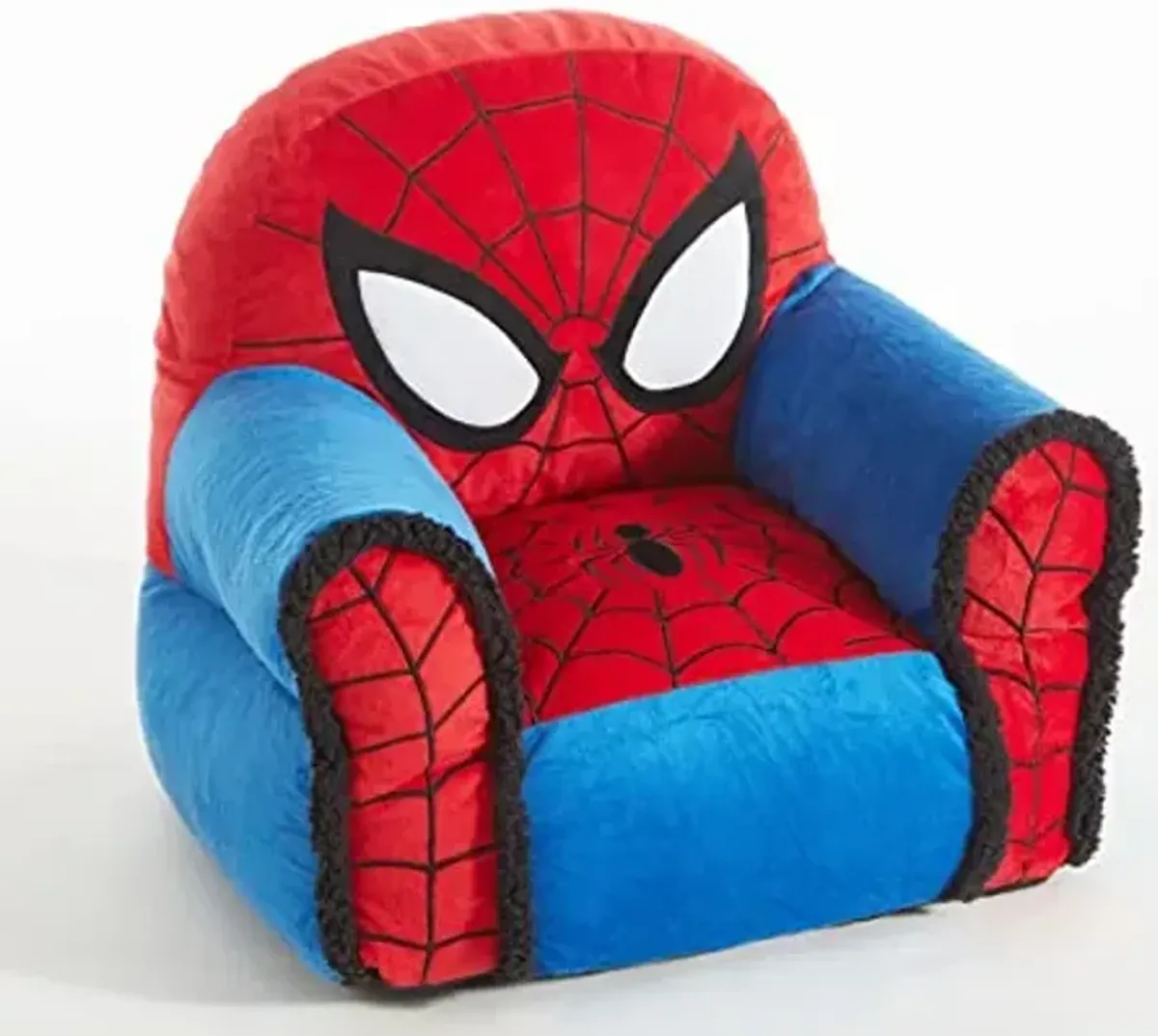 Idea Nuova Marvel Spiderman Figural Bean Bag Chair with Sherpa Trim, Ages 3+, Polyester, Red, Medium