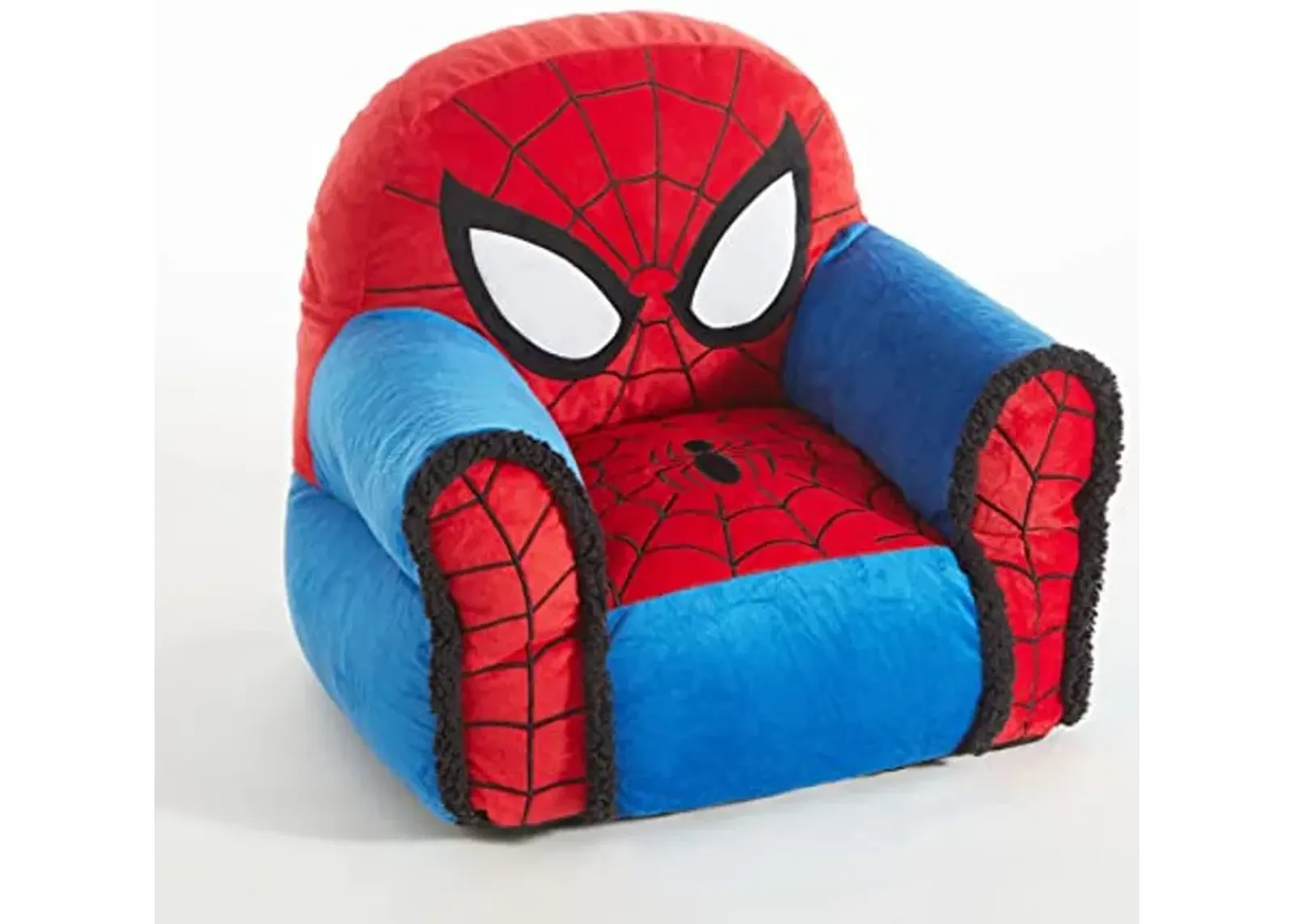 Idea Nuova Marvel Spiderman Figural Bean Bag Chair with Sherpa Trim, Ages 3+, Polyester, Red, Medium