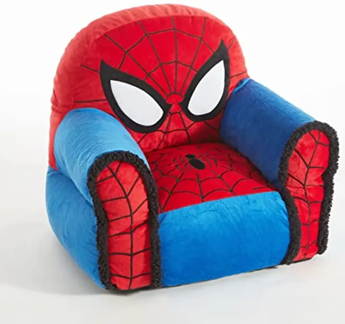 Idea Nuova Marvel Spiderman Figural Bean Bag Chair with Sherpa Trim, Ages 3+, Polyester, Red, Medium