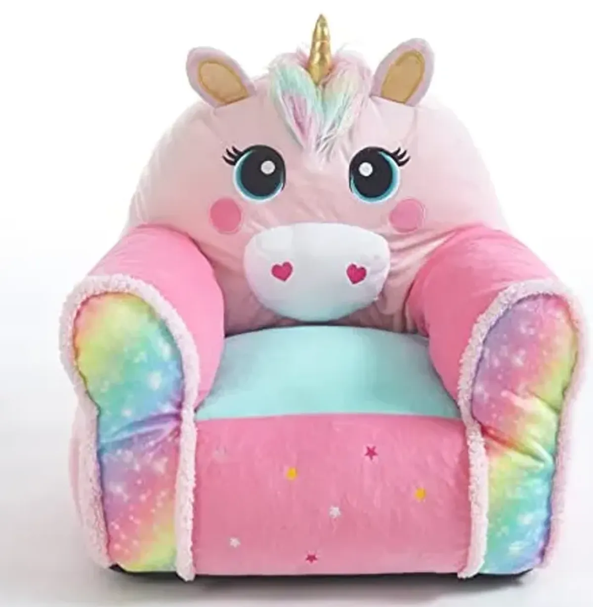Idea Nuova Heritage Kids Cozy and Durable Unicorn Figural Bean Bag Chair with Sherpa Trim, for Bedroom & Platyroom,Ages 3+