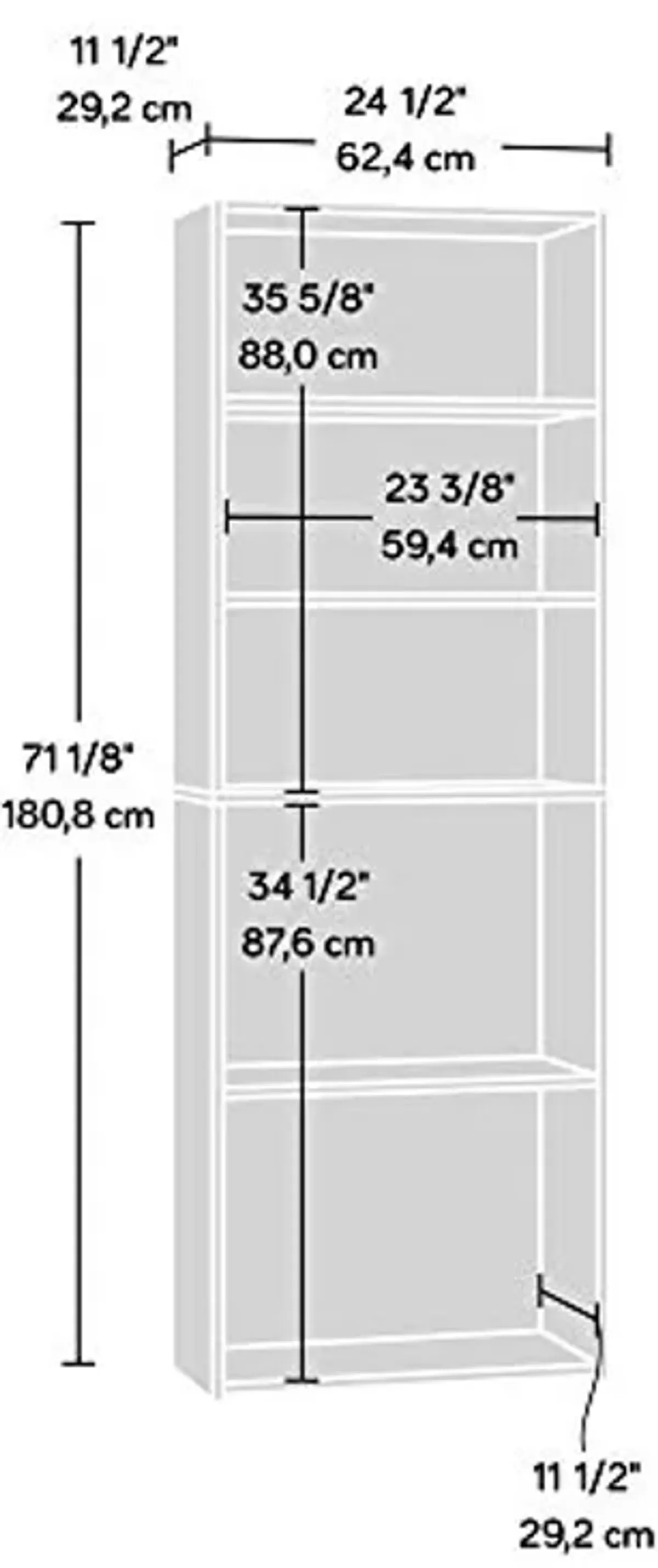 Sauder Beginnings 3-Shelf Bookcase, Bookshelf with Adjustable Storage Shelves, in Silver Sycamore