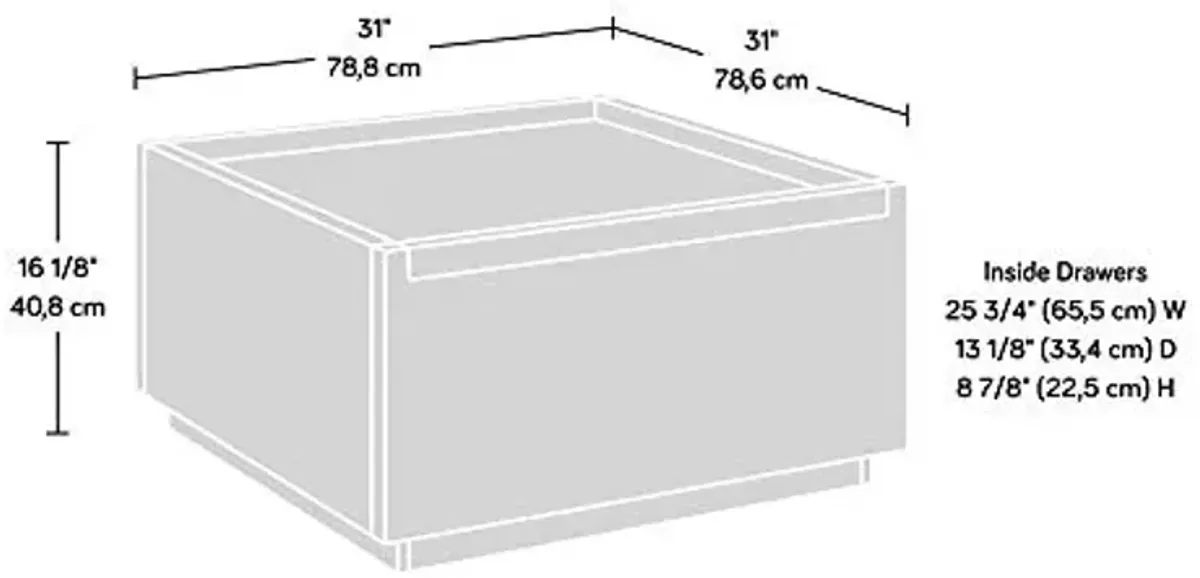 Sauder Manhattan Gate Coffee Table with Storage, Modern Coffee Table, Square Design - Sindoori Mango Finish