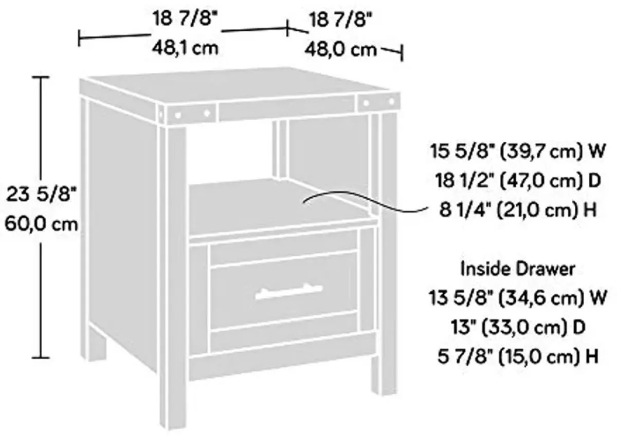 Sauder Bridge Acre Side Table, L: 18.94" x W: 18.90" x H: 23.62", Orchard Oak Finish