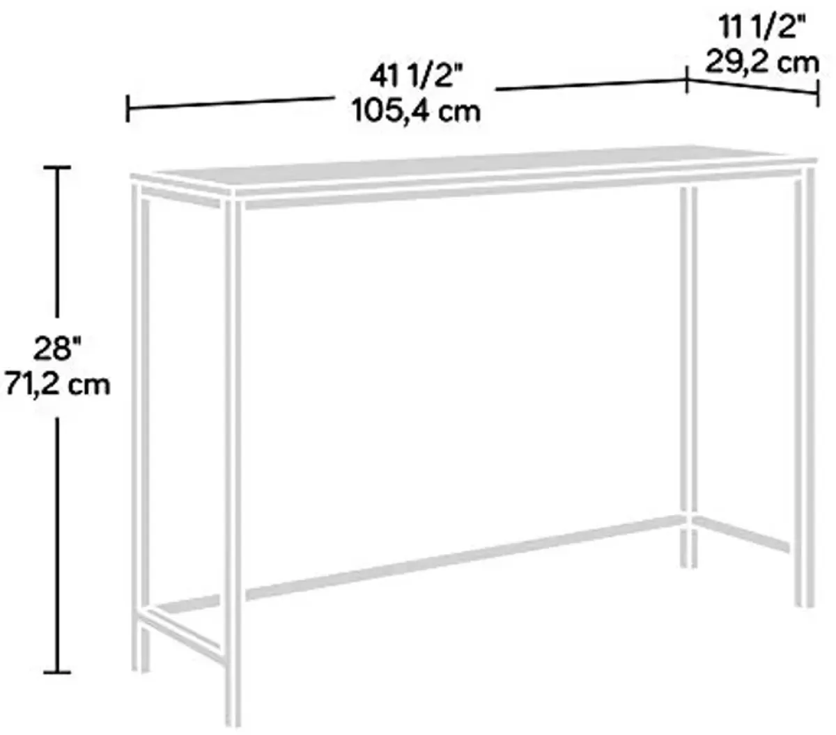 Sauder North Avenue Narrow Metal and Wood Console Table, Sindoori Mango Finish