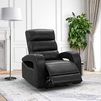 Abbyson Living Modern Top-Grain Leather Upholstered Power Reclining Armchair Recliner, Black