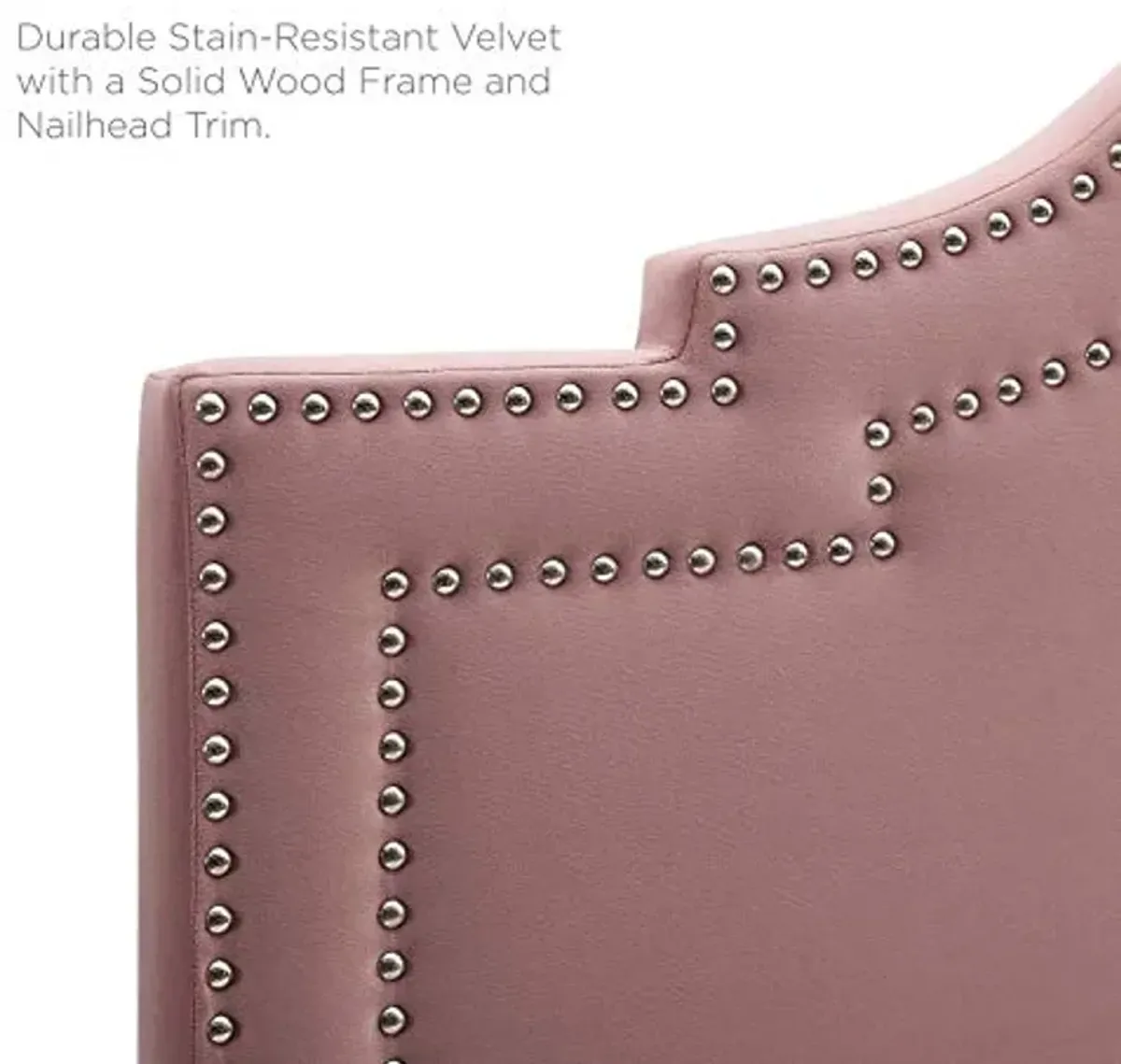 Modway Lucia Performance Velvet Full/Queen Headboard in Dusty Rose with Nailhead Detail