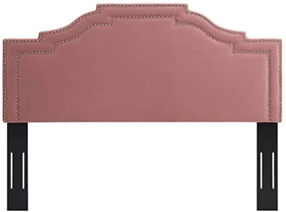 Modway Lucia Performance Velvet Full/Queen Headboard in Dusty Rose with Nailhead Detail