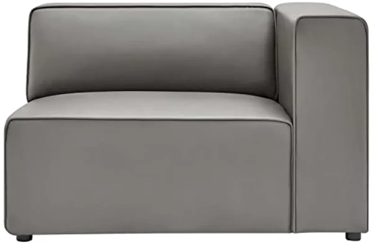 Modway Mingle Vegan Leather Sectional Sofa Right-Arm Chair in Gray