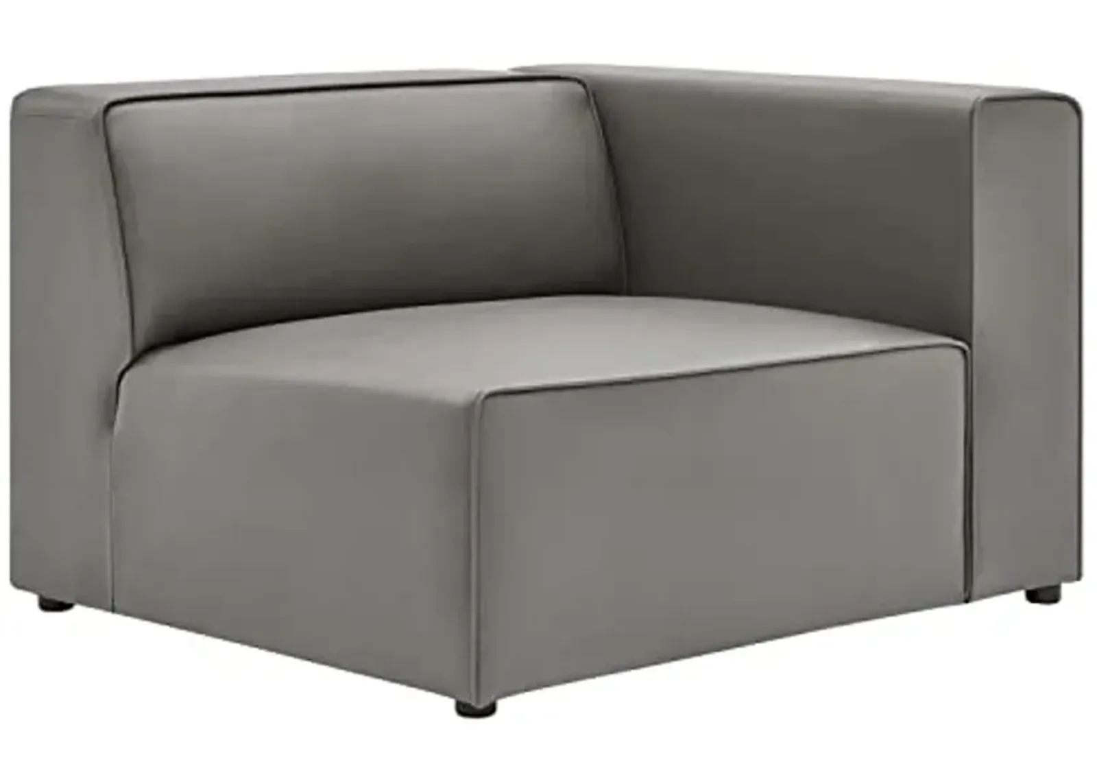 Modway Mingle Vegan Leather Sectional Sofa Right-Arm Chair in Gray