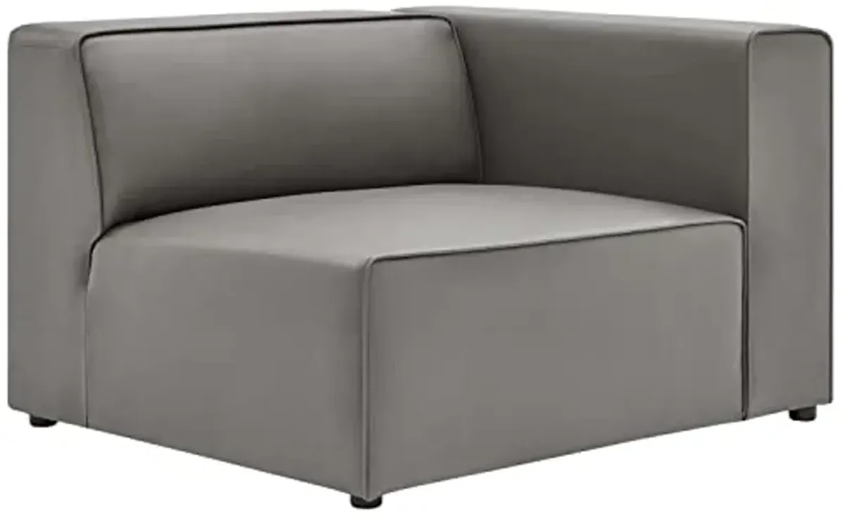 Modway Mingle Vegan Leather Sectional Sofa Right-Arm Chair in Gray