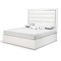 Aico Amini State St E King Upholstered Panel Bed in Glossy White