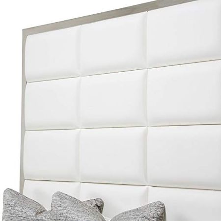 Aico Amini State St E King Metal Panel Bed in Glossy White