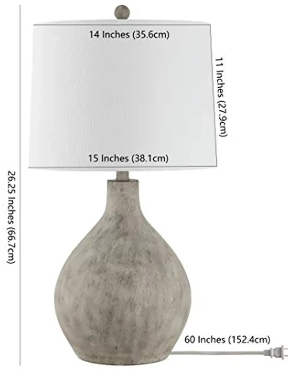 SAFAVIEH Lighting Collection Tolen Modern Rustic Farmhouse Grey 26-inch Bedroom Living Room Home Office Desk Nightstand Table Lamp (LED Bulb Included)