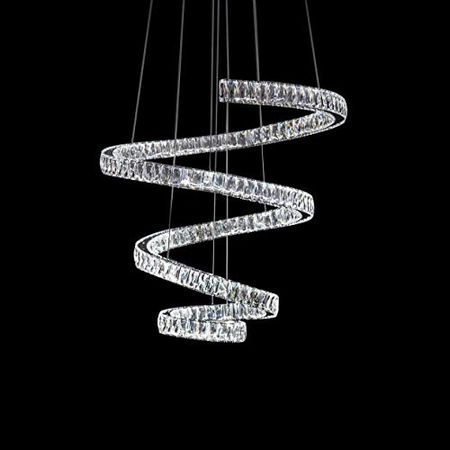 Aico Amini Lighting Crystal Spring LED Chandelier in Silver