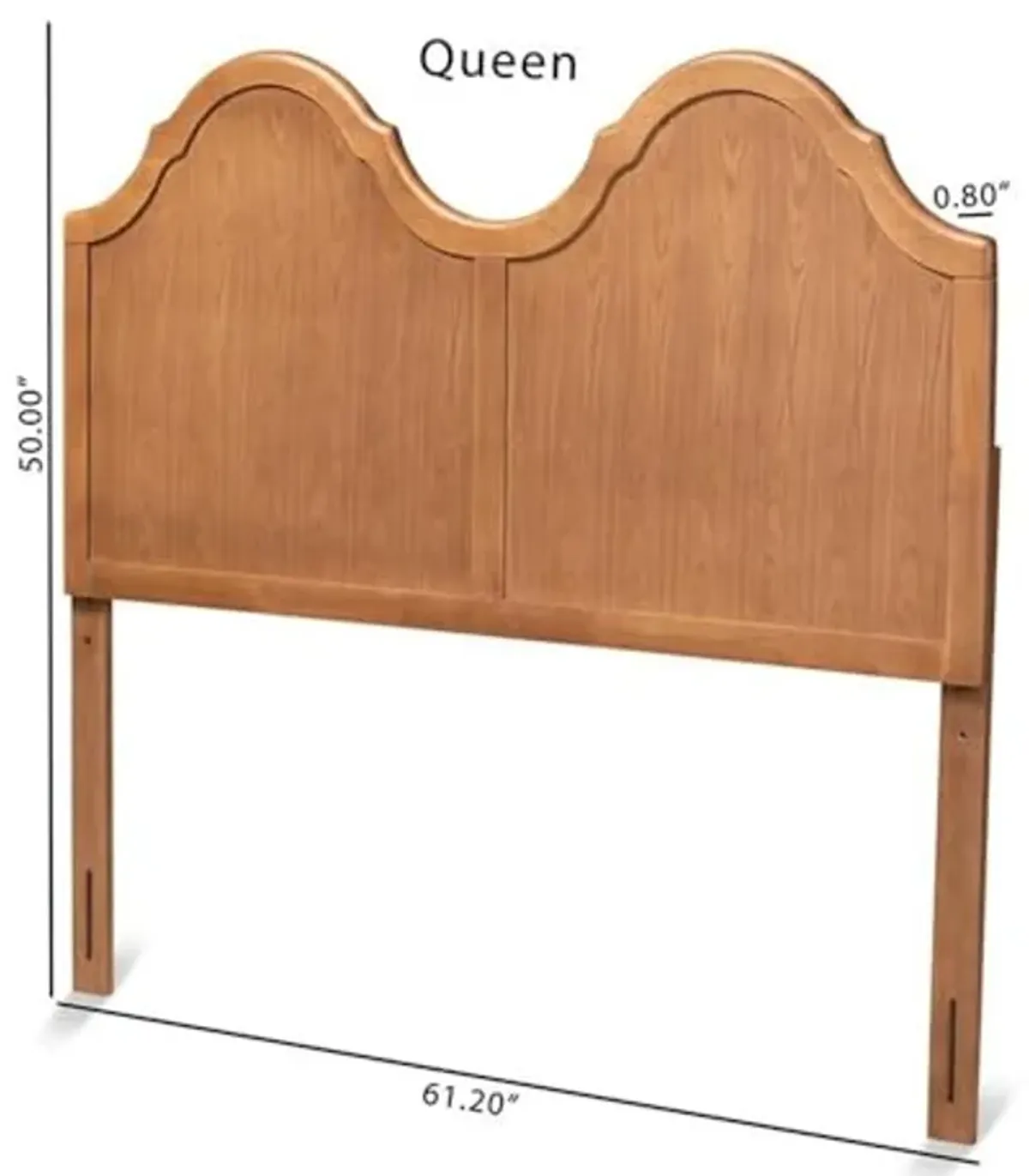 Baxton Studio Tobin Vintage Classic and Traditional Ash Walnut Finished Wood Queen Size Arched Headboard