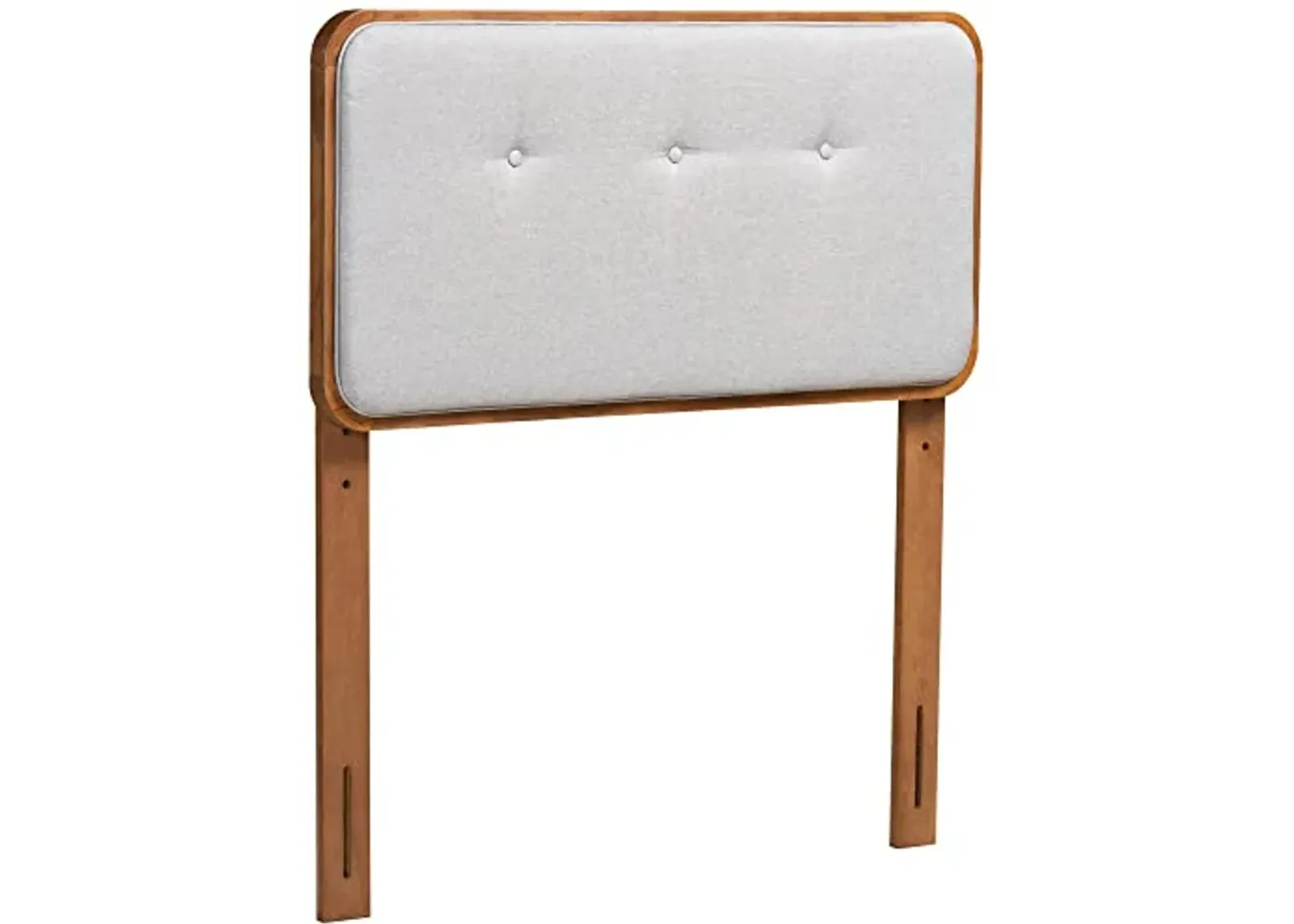 Baxton Studio Palina Mid-Century Modern Light Grey Fabric Upholstered and Walnut Brown Finished Wood Twin Size Headboard