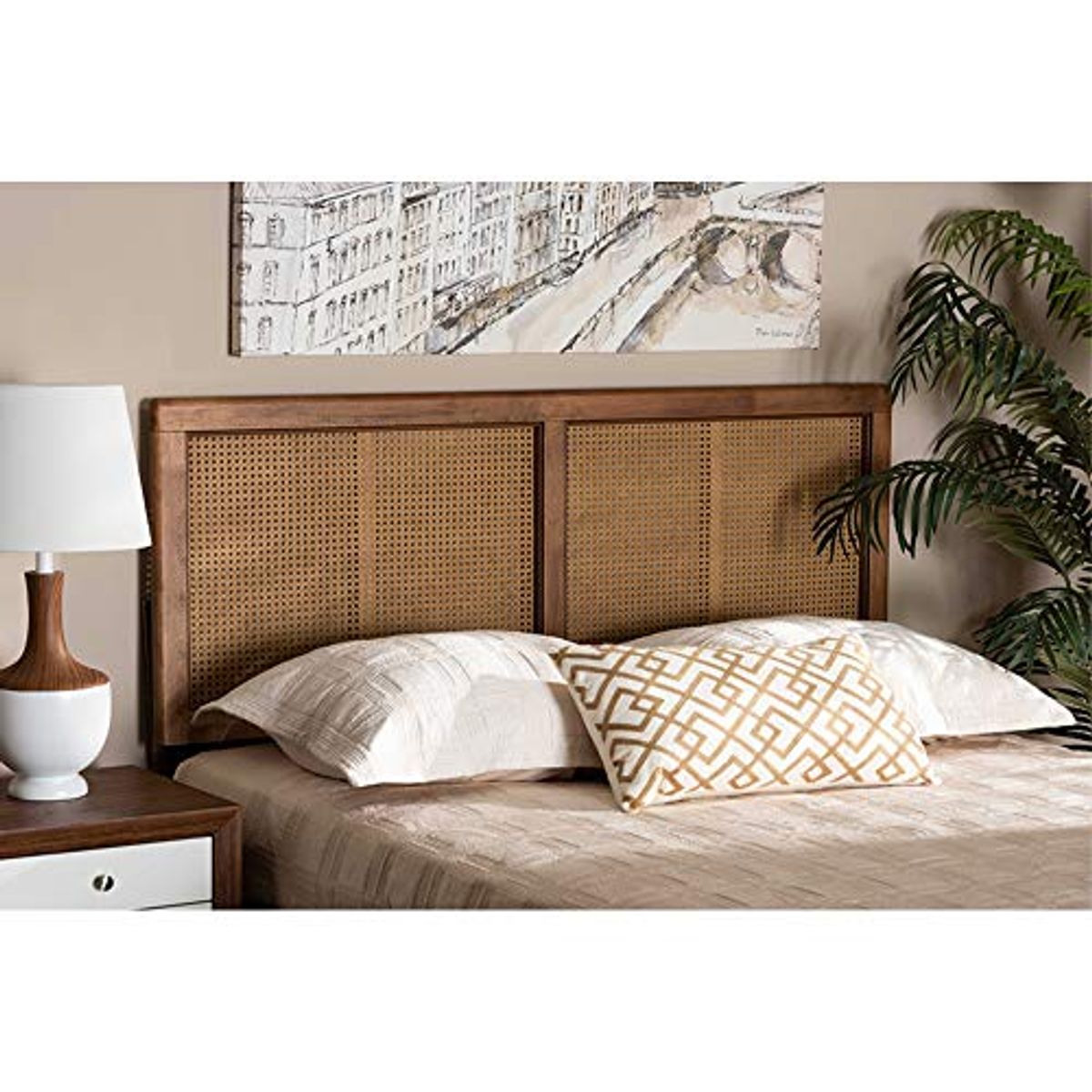 Baxton Studio Gilbert Ash Walnut Rubberwood Full Headboard