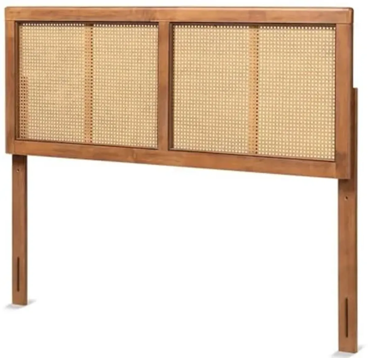 Baxton Studio Gilbert Walnut Finished Wood and Rattan Queen Size Headboard