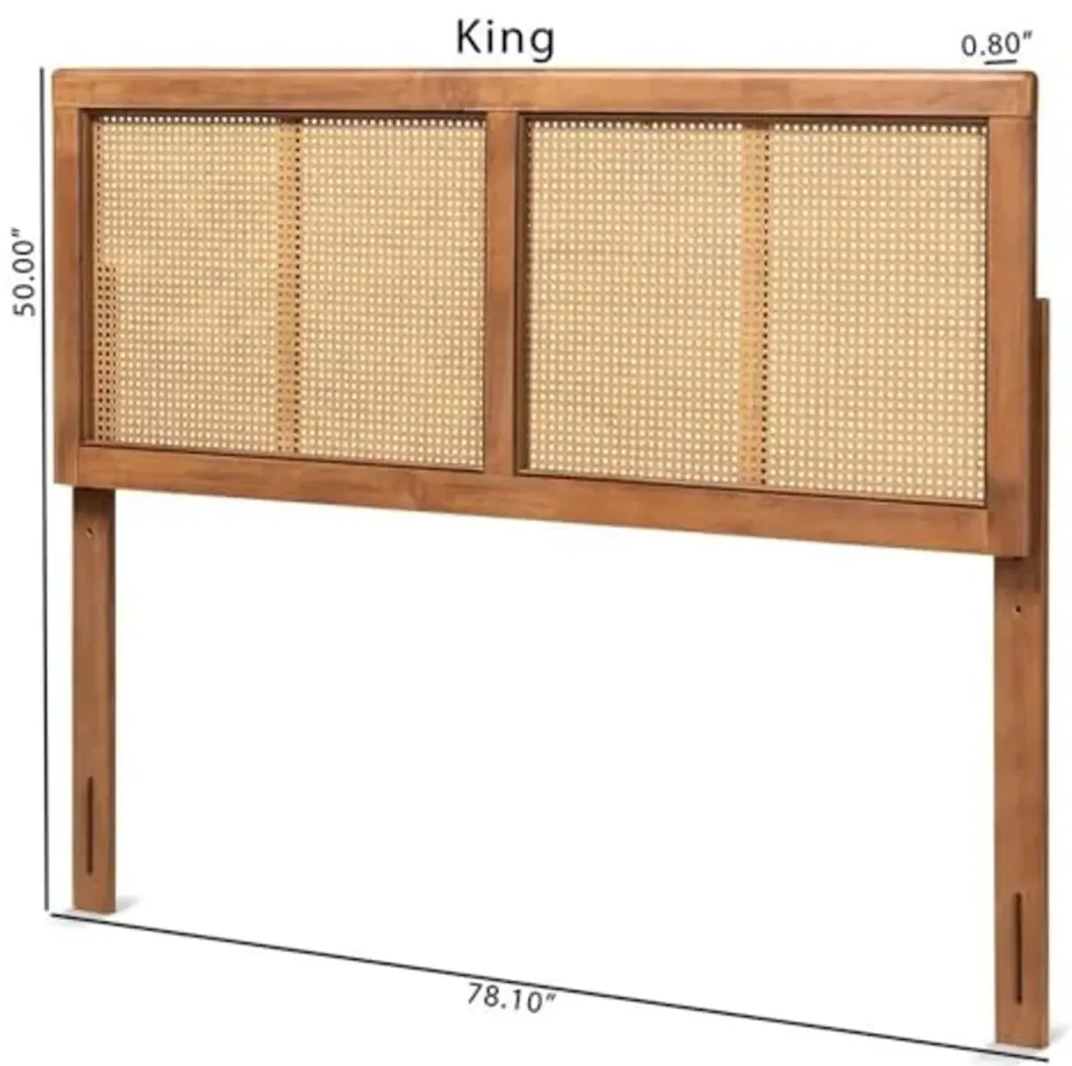 Baxton Studio Gilbert Walnut Finished Wood and Rattan Queen Size Headboard