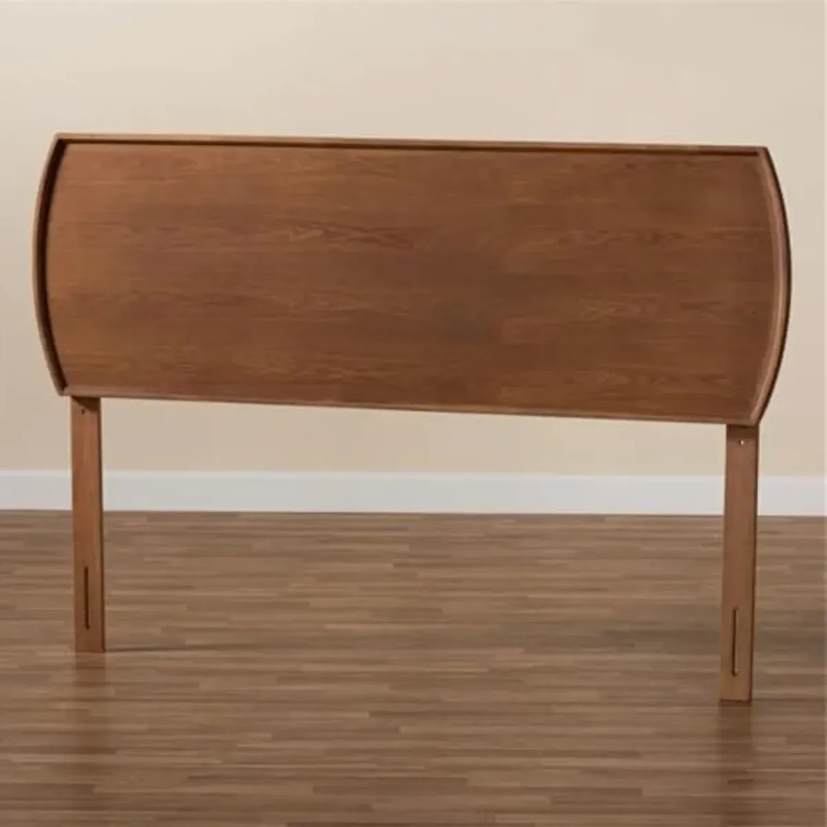 Baxton Studio Laurien Mid-Century Modern Ash Walnut Finished Wood King Size Headboard