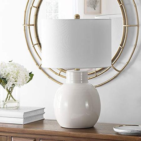 SAFAVIEH Lighting Collection Syra Modern Cream 24-inch Bedroom Living Room Home Office Desk Nightstand Table Lamp (LED Bulb Included)