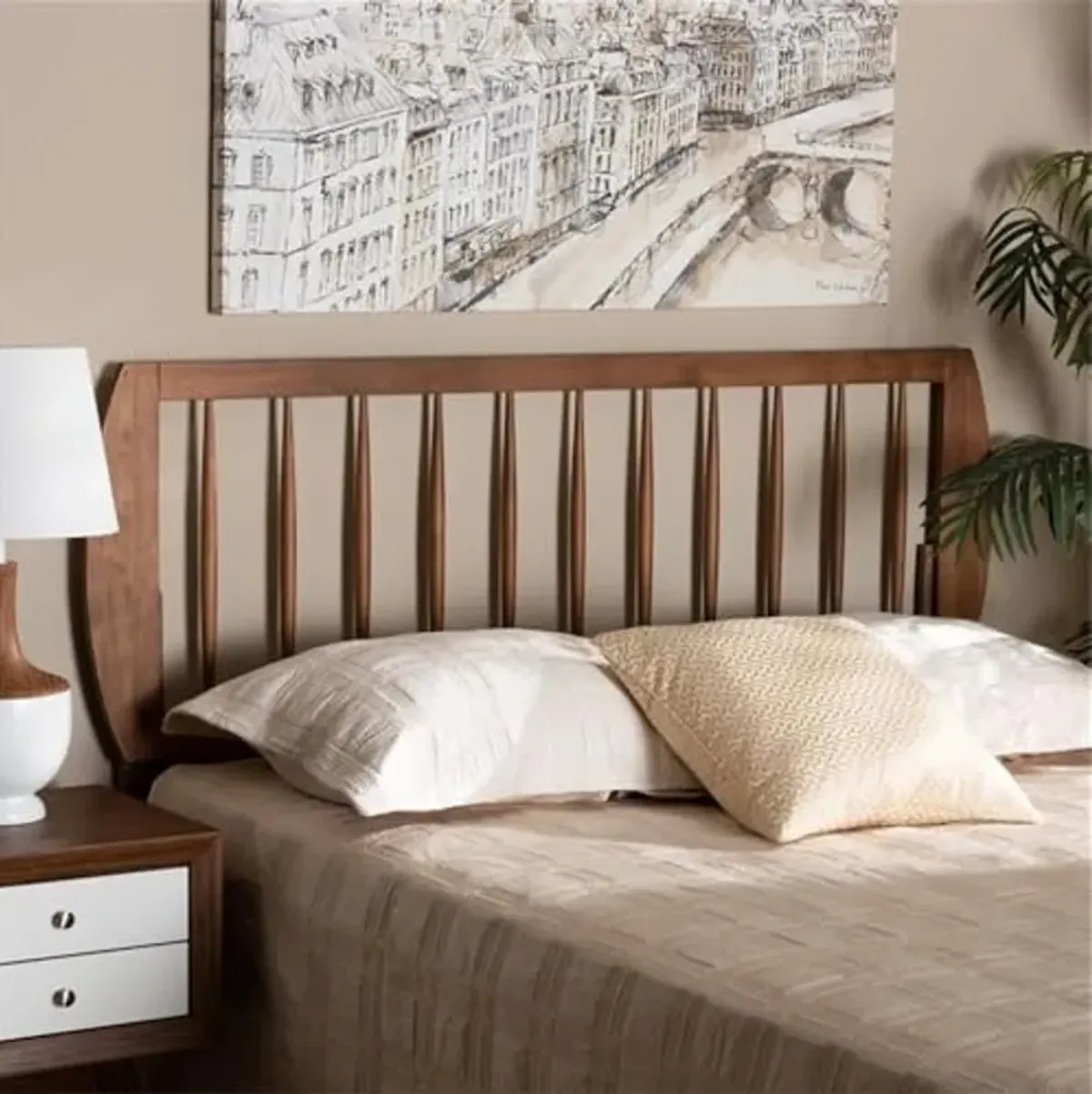 Baxton Studio Norman Walnut Finished Wood King Size Headboard