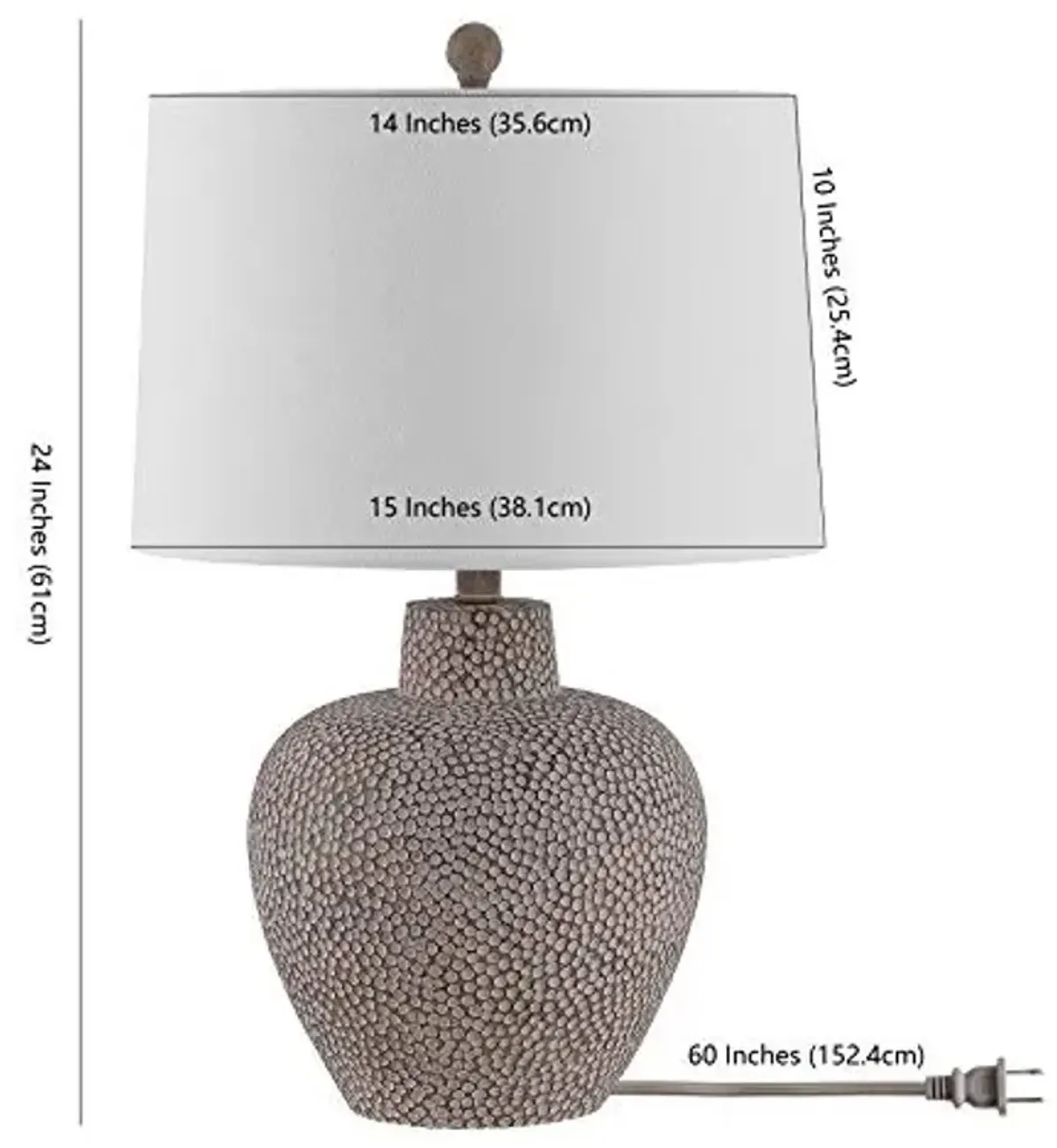 SAFAVIEH Lighting Collection Kei Modern Grey 24-inch Bedroom Living Room Home Office Desk Nightstand Table Lamp (LED Bulb Included)