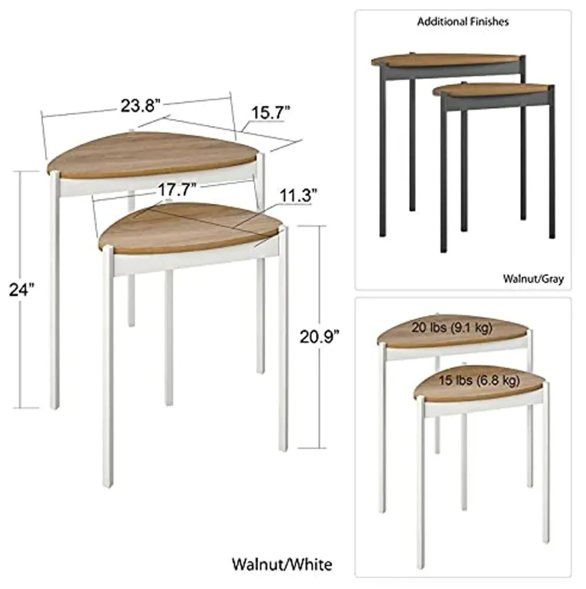 Novogratz Tallulah Nesting Tables, Walnut/Gray