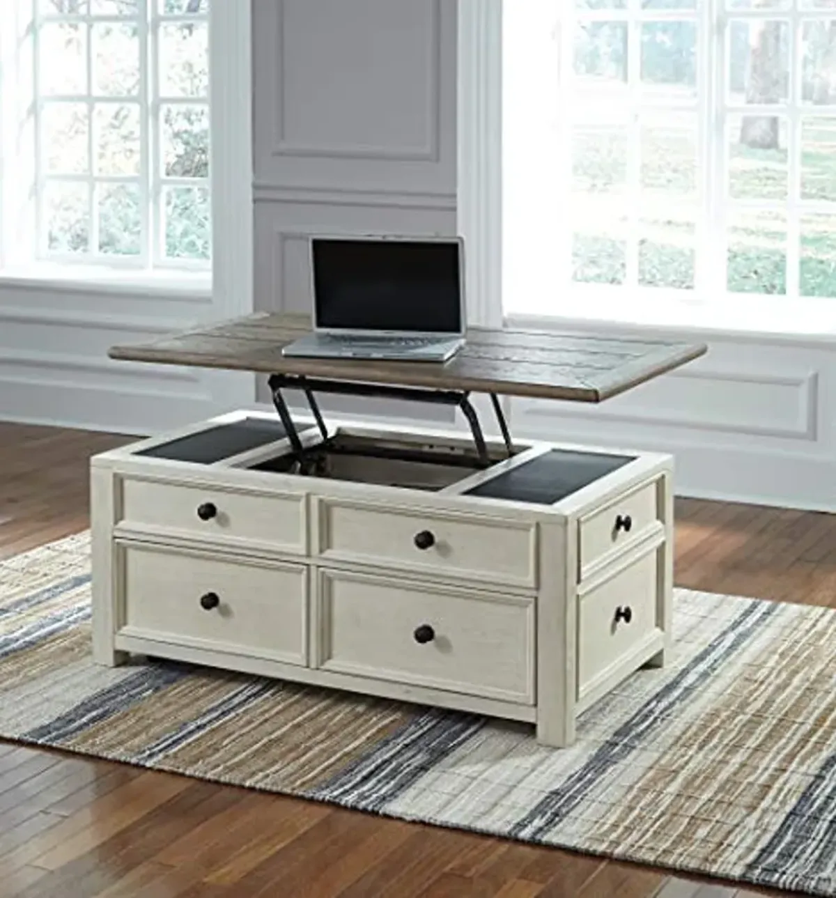 Signature Ashley Bolanburg Farmhouse TV Stand and Lift Top Coffee Table