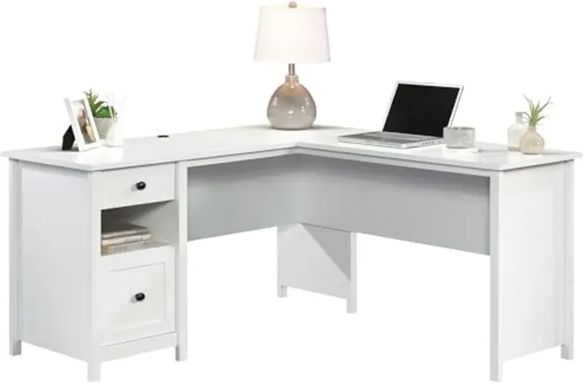 Sauder County Line L-Desk, Soft White Finish