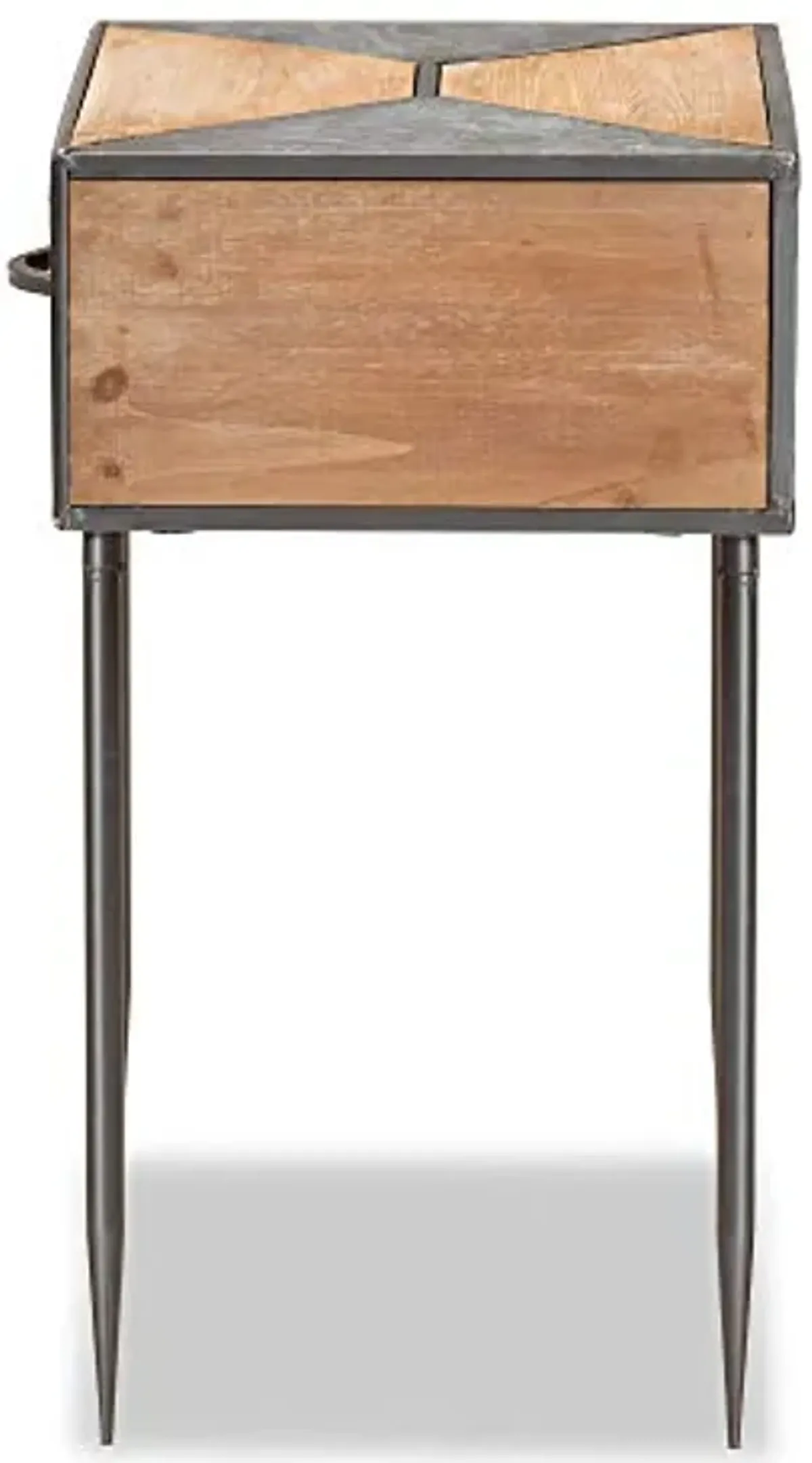 Baxton Studio Laurel End Table, Grey/Oak Brown