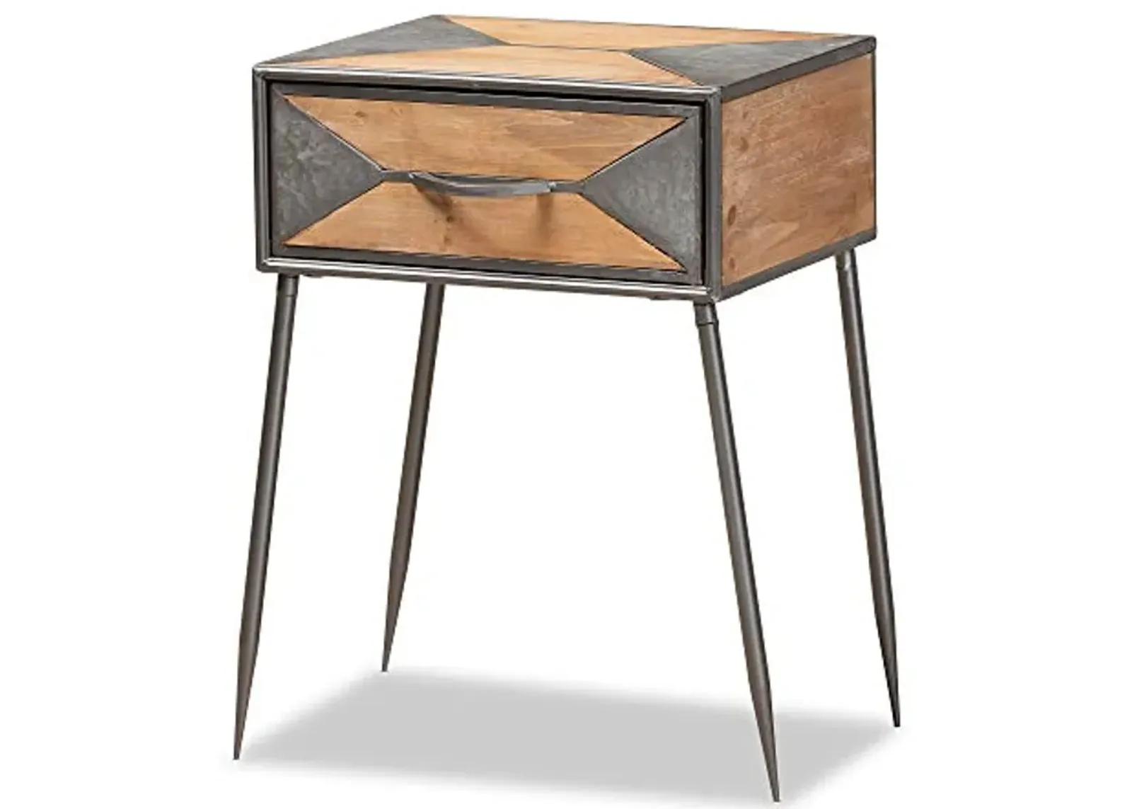 Baxton Studio Laurel End Table, Grey/Oak Brown