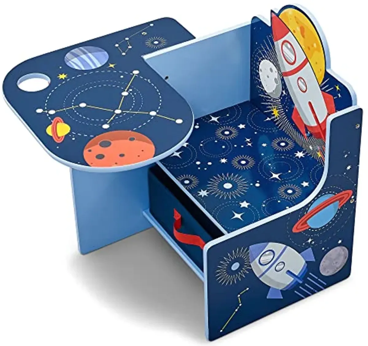 Delta Children Space Adventures Chair Desk with Storage Bin - Ideal for Arts & Crafts, Snack Time, Homeschooling, Homework & More - Greenguard Gold Certified, Blue