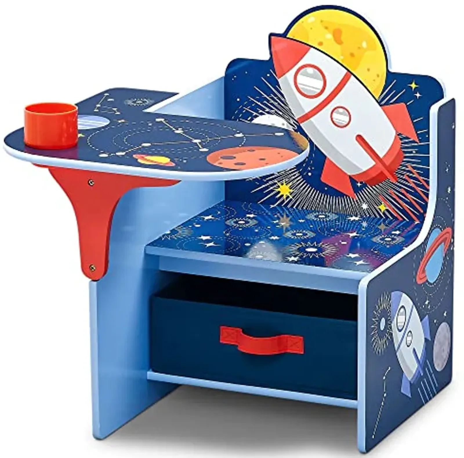 Delta Children Space Adventures Chair Desk with Storage Bin - Ideal for Arts & Crafts, Snack Time, Homeschooling, Homework & More - Greenguard Gold Certified, Blue