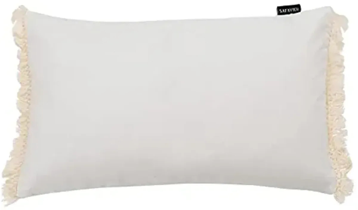 SAFAVIEH Home Collection Sorena Boho 12 x 20-inch White Decorative Accent Pillow PLS7183A-1220, 12"x22"