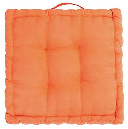Safavieh Home Collection Gardenia 18-inch Orange Velvet Square Floor Pillow FLP1002D, 0
