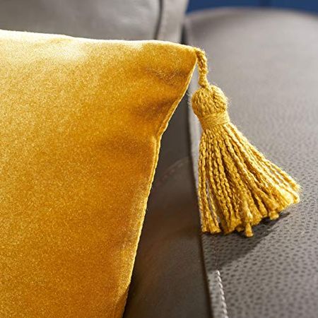 Safavieh Home Collection Amberlin 12 x 20-inch Mustard Yellow Tassel Decorative Accent Pillow PLS7187A-1220