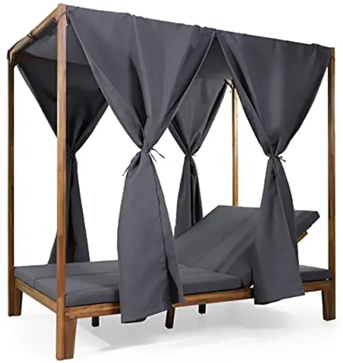 Christopher Knight Home Kinzie Outdoor DAYBED, Dark Grey + Teak Finish