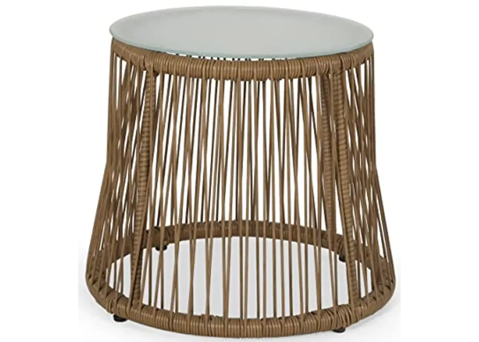 Christopher Knight Home Russell Outdoor END Table, Light Brown + Silver