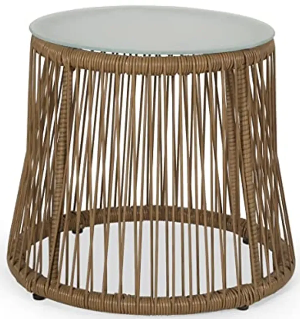 Christopher Knight Home Russell Outdoor END Table, Light Brown + Silver