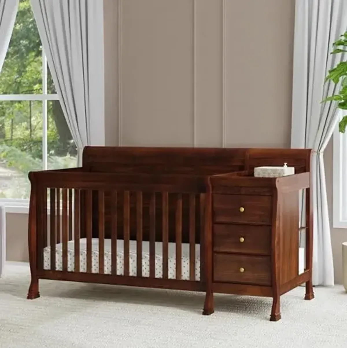 DaVinci Kalani 4-in-1 Convertible Baby Crib & Changing Table Combo - GREENGUARD Gold Certified - Toddler Bed, Daybed, Full-Size Bed Conversion - 4 Adjustable Mattress Heights - White