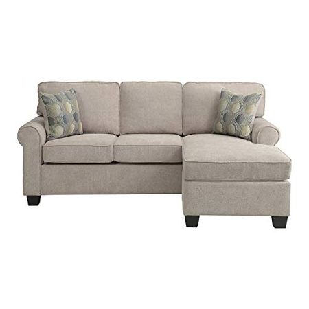 Lexicon Pescadero Fabric Reversible Sofa Chaise with 2 Pillows, 82" W, Sand