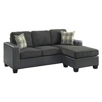 Lexicon Fresno Faux Leather Reversible Sofa Chaise with 2 Pillows, 80" W, Gray