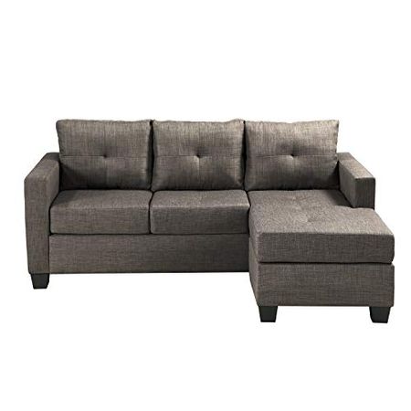 Lexicon Kennedy Tufted Fabric Reversible Sofa Chaise, 78" x 58", Brownish Gray