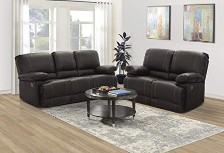 Lexicon Randolph 2-Piece Faux Leather Living Room Set, Dark Brown