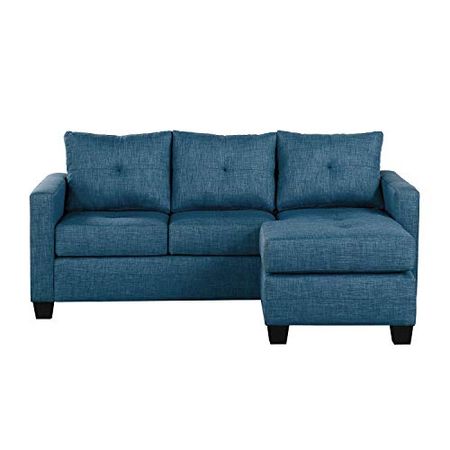 Lexicon Kennedy Tufted Fabric Reversible Sofa Chaise, 78" x 58", Blue